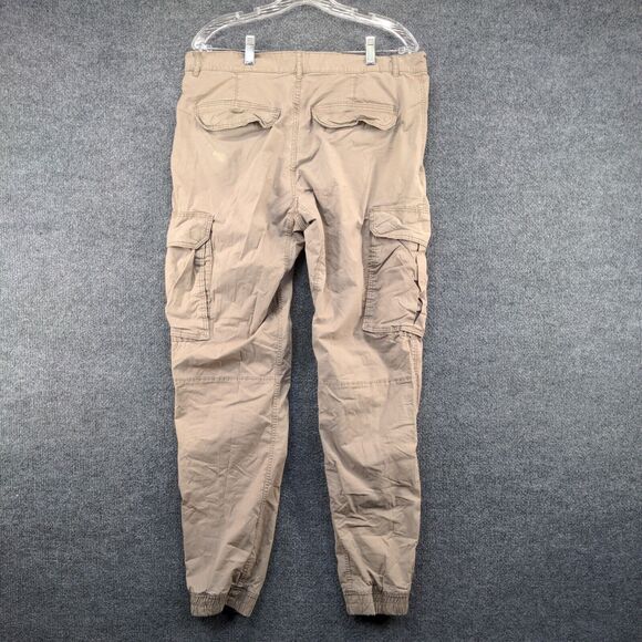 Divided H&M Men's Cargo Pants Tan Size 34 Flat Front Multi-Pocket Tapered Leg - Picture 5 of 12